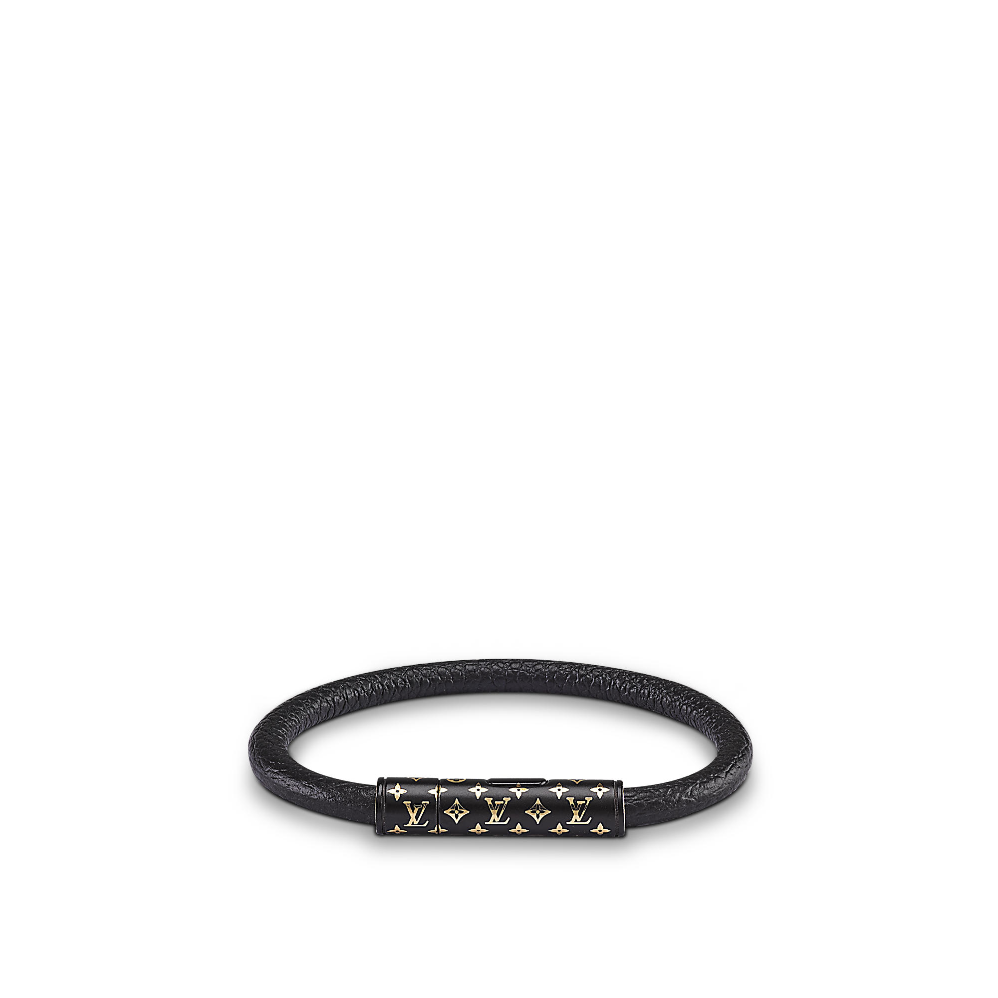 Louis Vuitton Clip It Bracelet Black Leather. Size 21