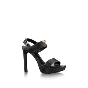 Replica Louis Vuitton Nova Flat Sandals In Black Lambskin