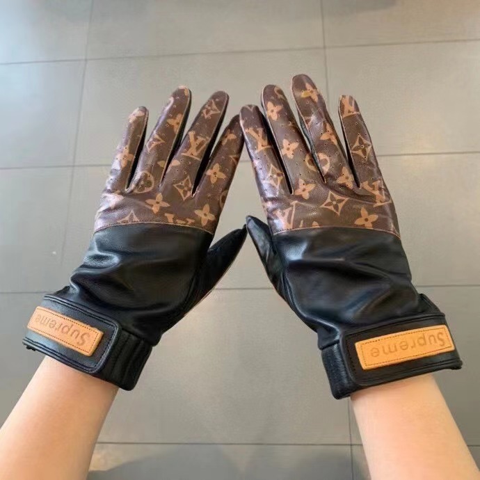 louis vuitton replica gloves black and brown leather - Louis